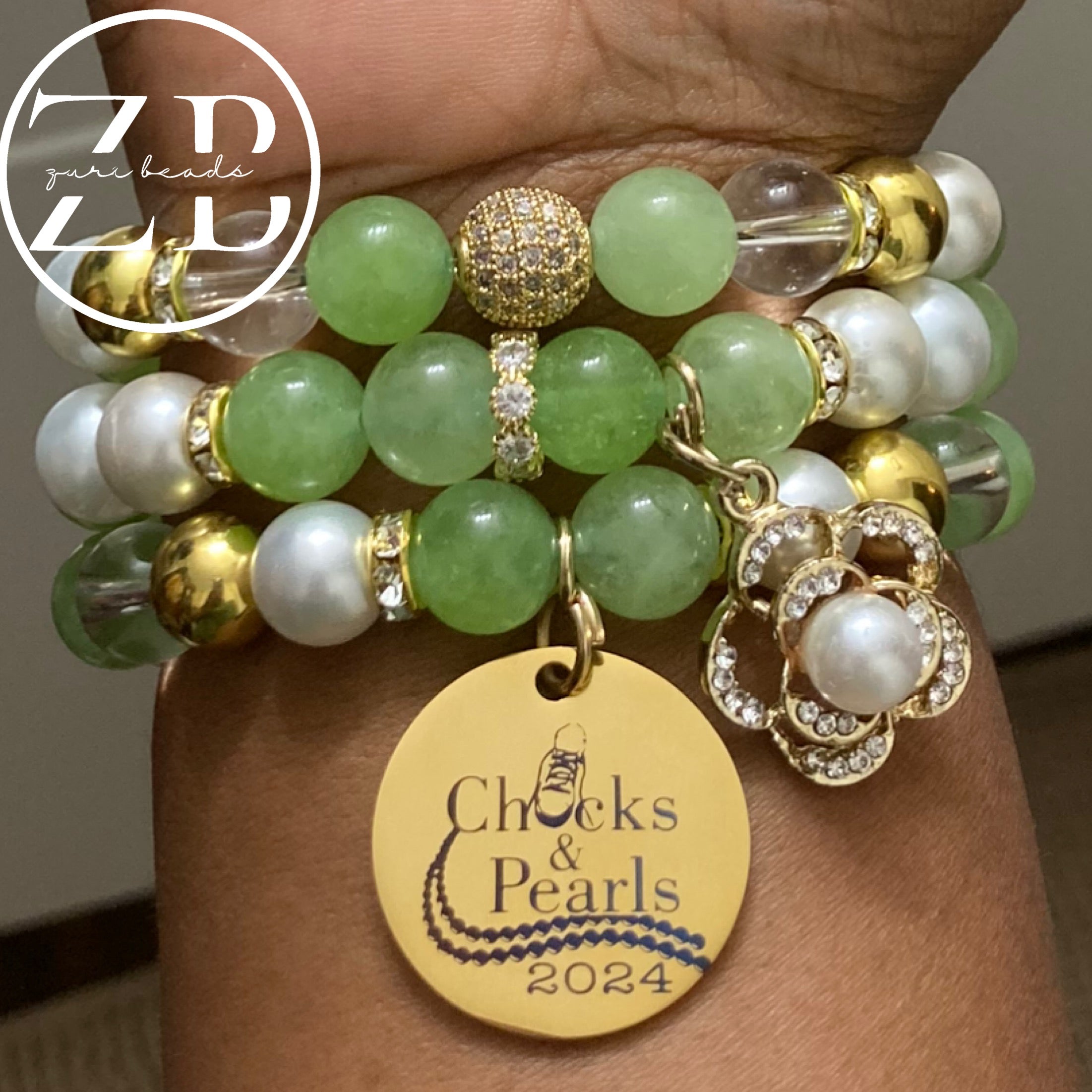 Chucks and pearls (greens and gold)