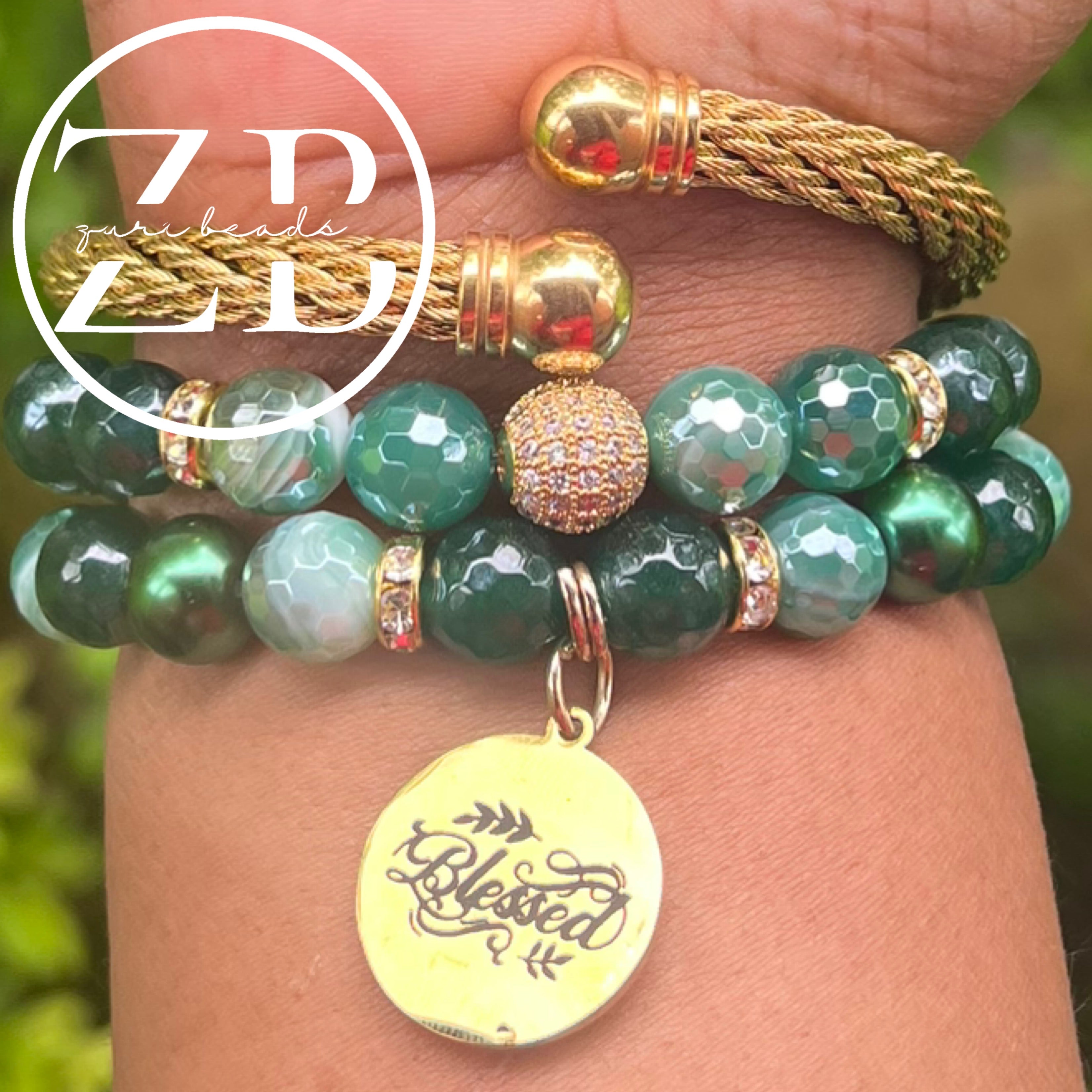 Two stack and bangle bundle (green)