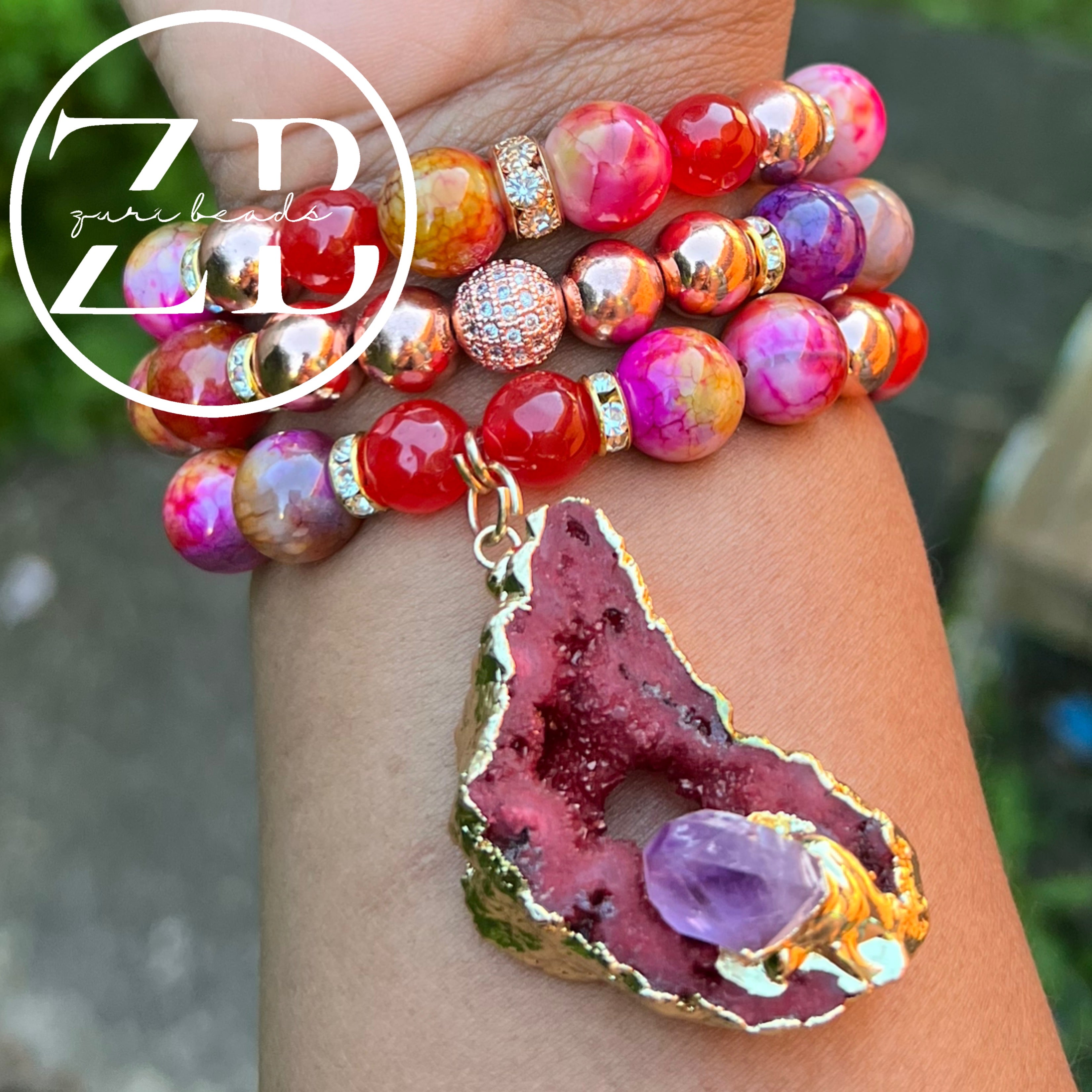 Stoned (fuschia, burgundy and orange)