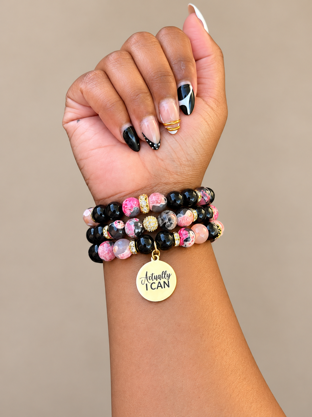 Actually I can- pink and black