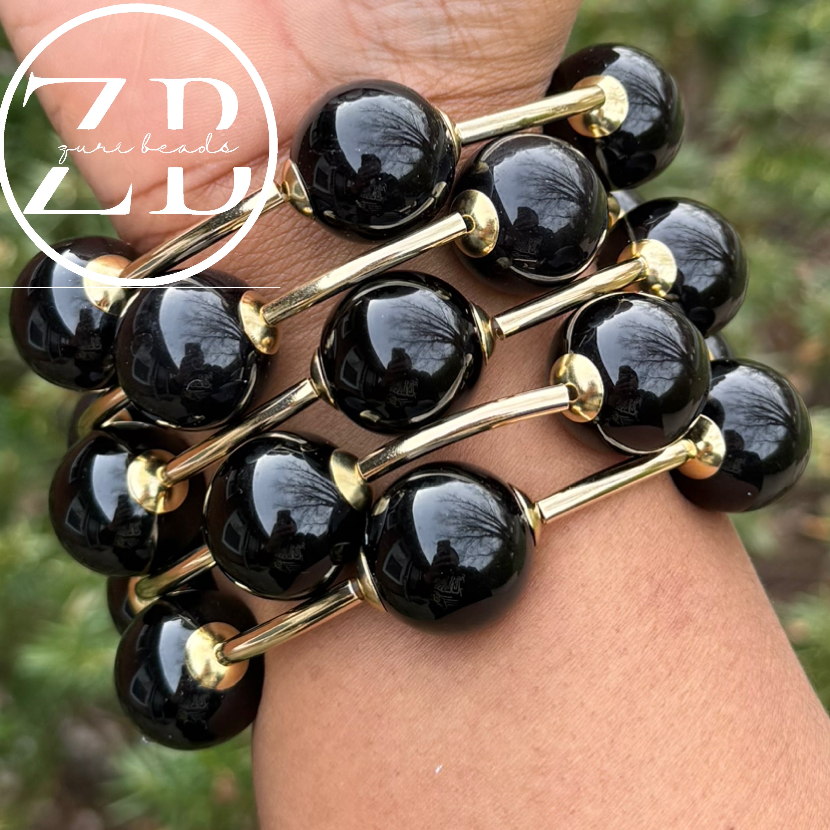 Black Bohemian Bubble Bangle ($21 per bangle-you need to purchase more than 1 for the stacked look)