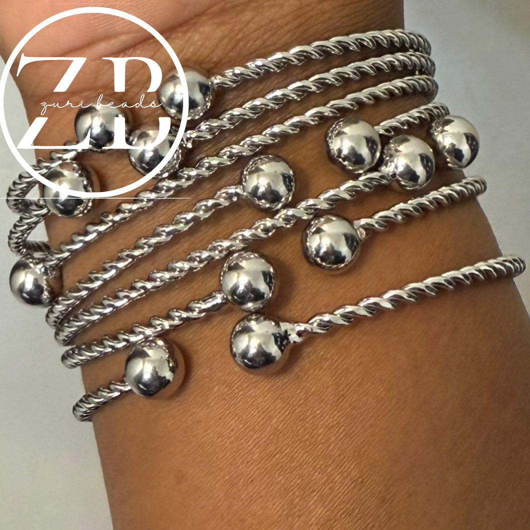 Twisted Bubble Bangle (silver)