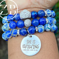 She is evolving (blue)