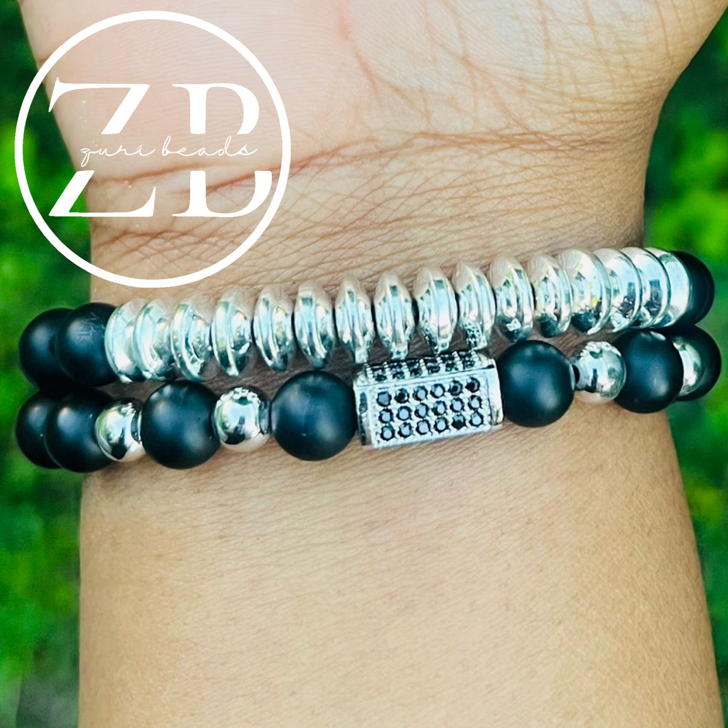 Men’s/unisex silver  and black