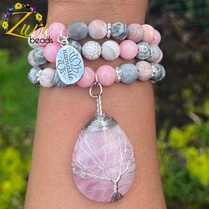 Pink, gray and silver- namaste